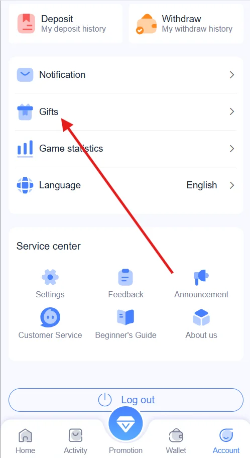 click gifts option