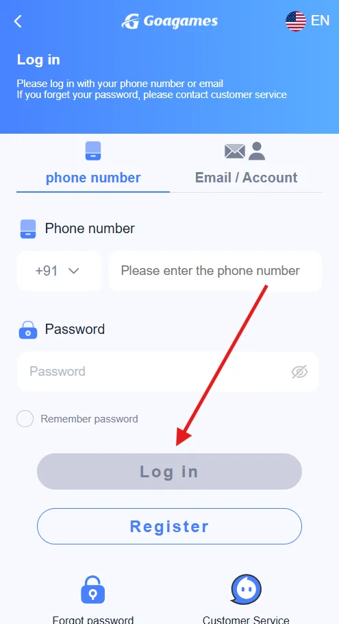click login button
