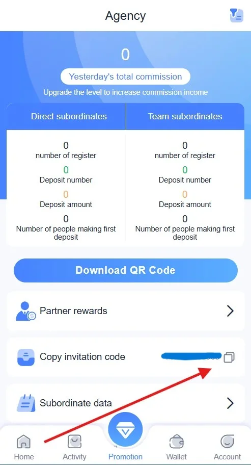 copy invite code