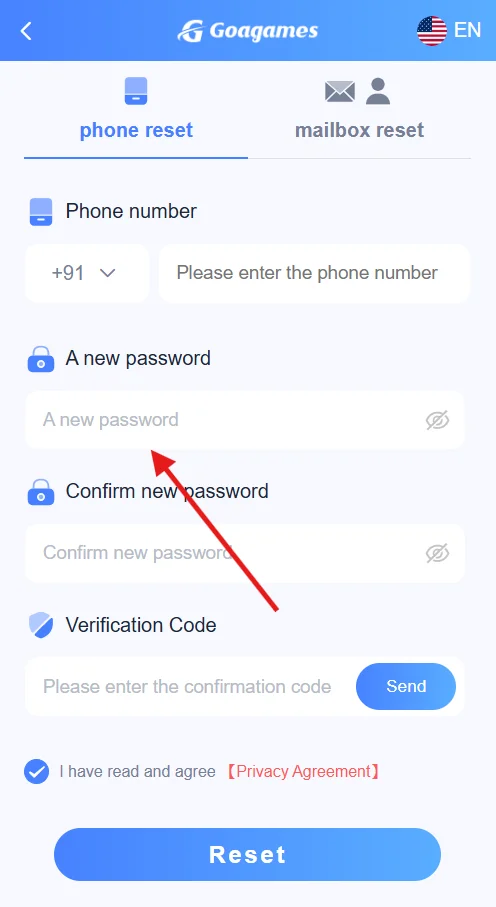 enter new password