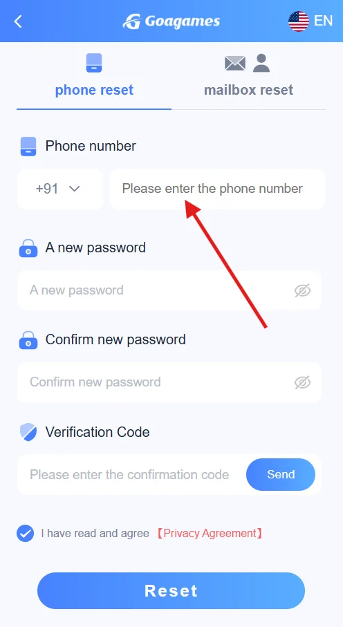 enter the phone number