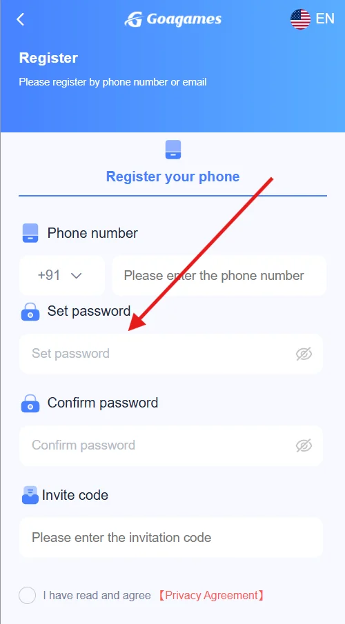 set password for account